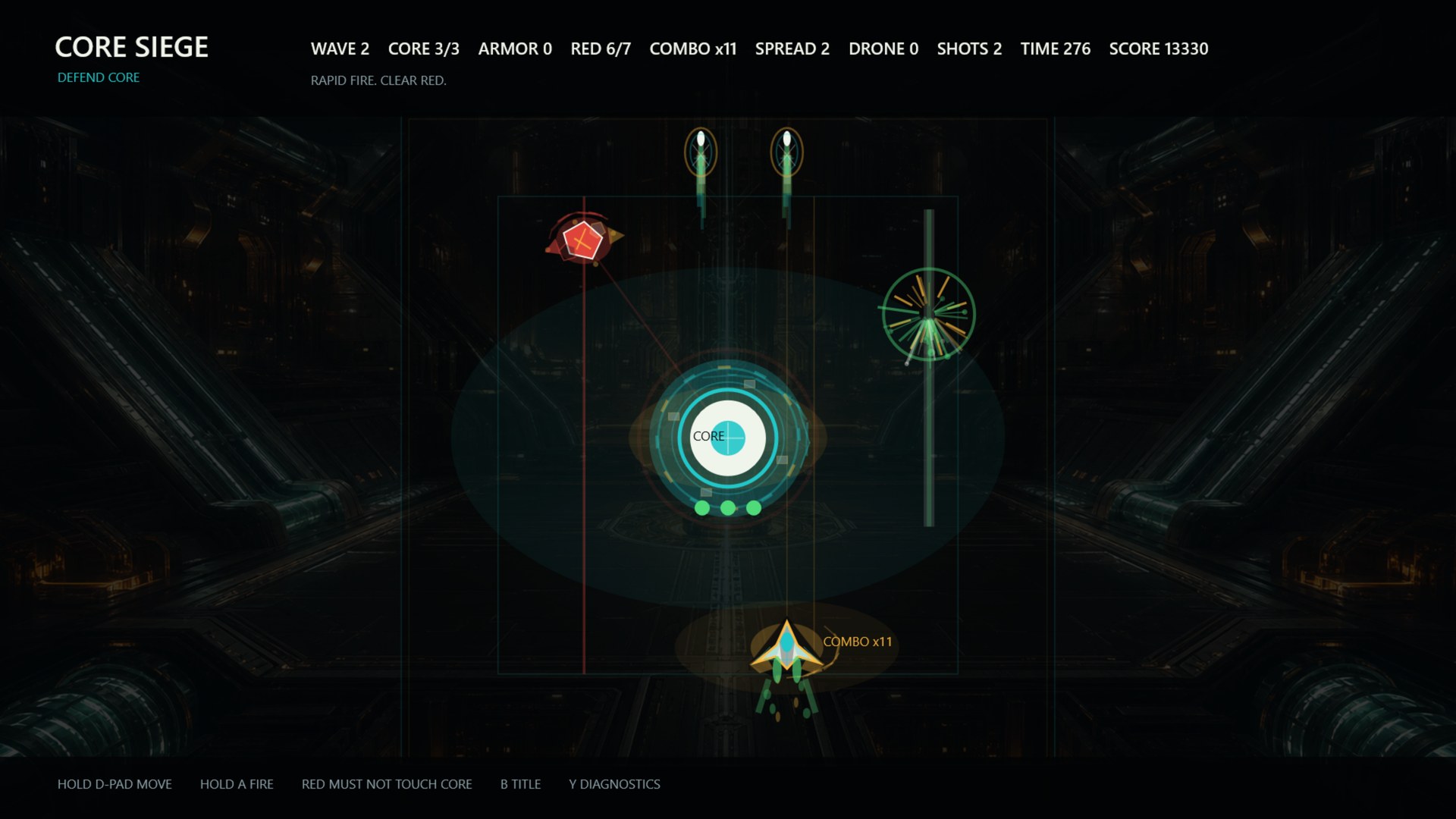 Core Siege, an arena defense shooter built through an AI-driven workflow, running on Xbox.